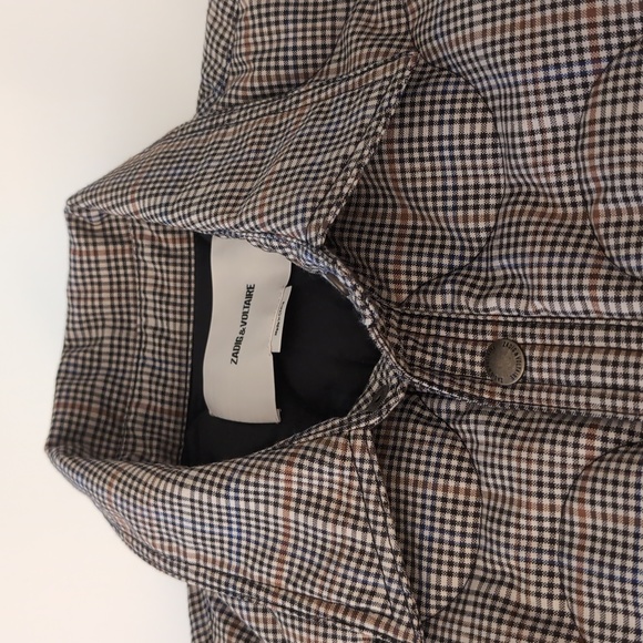Zadig & Voltaire Padded Jacket in Brown Check - Picture 3 of 7